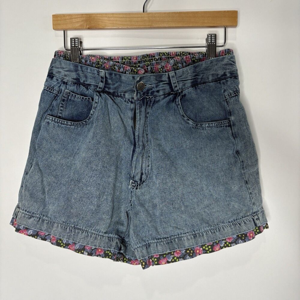 Vintage Daisy ind Shorts Jeans Floral Layered High Rise 90's style Womens 11